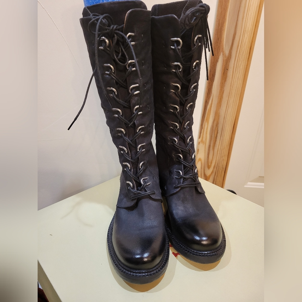 NIB A.S.98 Steward Women’s Black Lace-Up Mid-Calf Boots - Picture 3 of 5